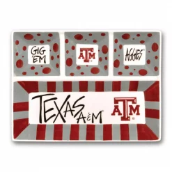 Cheapest ๐ฅฐ Magnolia Lane Texas A And M Ceramic 4 Section Tailgating Serving Platter ๐
