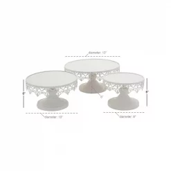 Discount 🛒 LITTON LANE White Round Cake Stands With Cutout Lattice Lace Overhang (Set Of 3) 😍 -Serveware Store Online unnamed file 1025