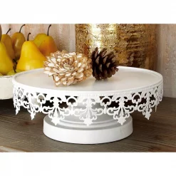 Discount 🛒 LITTON LANE White Round Cake Stands With Cutout Lattice Lace Overhang (Set Of 3) 😍 -Serveware Store Online unnamed file 1026