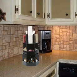 Brand new 💯 Mind Reader Black 18-Compartment 3-Tier Large Breakroom Condiment Organizer, Lazy Susan Coffee Condiment Organizer ✨ -Serveware Store Online unnamed file 1049