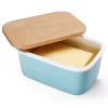 Best deal 👍 Sweese Large Butter Dish With Beech Wooden Lid – Turquoise, Set Of 1 🎁 -Serveware Store Online unnamed file 1092