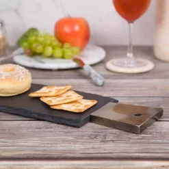 Wholesale 🎁 Creative Home Natural Slate Stone 13 In. X 5 In. X 1/2 In. H Black Cheese Serving Paddle Board With Stainless Steel Copper Trim Handle 🔔 -Serveware Store Online unnamed file 1100