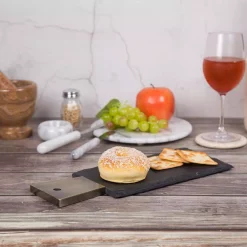 Wholesale 🎁 Creative Home Natural Slate Stone 13 In. X 5 In. X 1/2 In. H Black Cheese Serving Paddle Board With Stainless Steel Copper Trim Handle 🔔 -Serveware Store Online unnamed file 1101