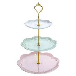 Hot Sale 🎁 MALACASA 3-Tiered Assorted Colors Cupcake Tower Stand Porcelain Round Tiered Serving Stand 🛒