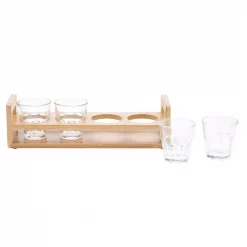 Buy 🧨 Mind Reader 13.25 In. W X 3.75 In. H X 3.88 In. L Brown Beer Serving Tray 4-Slots Glasses Included Rectangular Bamboo Flight Tray 😀