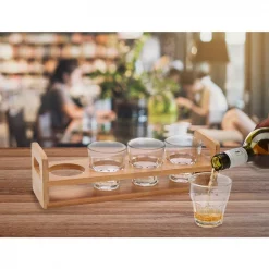 Buy 🧨 Mind Reader 13.25 In. W X 3.75 In. H X 3.88 In. L Brown Beer Serving Tray 4-Slots Glasses Included Rectangular Bamboo Flight Tray 😀 -Serveware Store Online unnamed file 1183