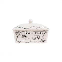 Brand new 🔥 3R Studios 4 Oz. White And Black Stoneware Butter Dish With Lid ⭐