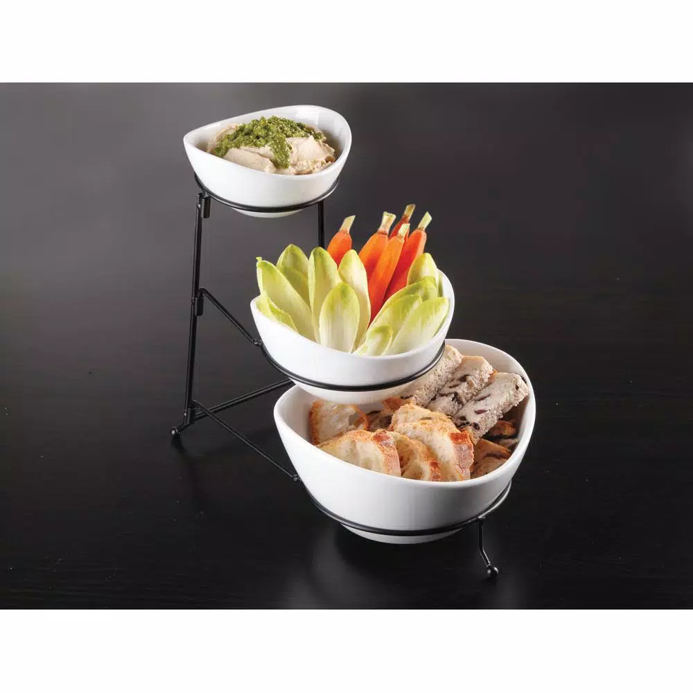 Budget ๐ GIBSON Elite Gracious Dining 4-Piece, 3-Tier White Serving Bowl Set With Stand ๐ 4 Budget ๐ GIBSON Elite Gracious Dining 4-Piece, 3-Tier White Serving Bowl Set With Stand ๐ - Image 2