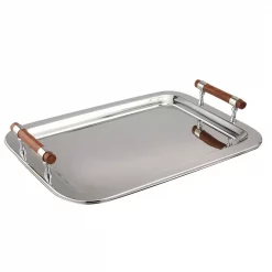 New 🎉 Elegance 22 In. X 15.5 In. Stainless Steel Rectangular Tray With Handles 👏