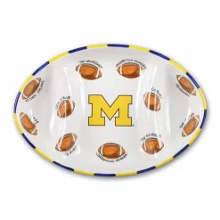 Hot Sale ⌛ Magnolia Lane Michigan Ceramic Football Tailgating Platter 🔥