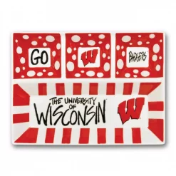 Best Pirce 🔔 Magnolia Lane Wisconsin Ceramic 4 Section Tailgating Serving Platter 🌟