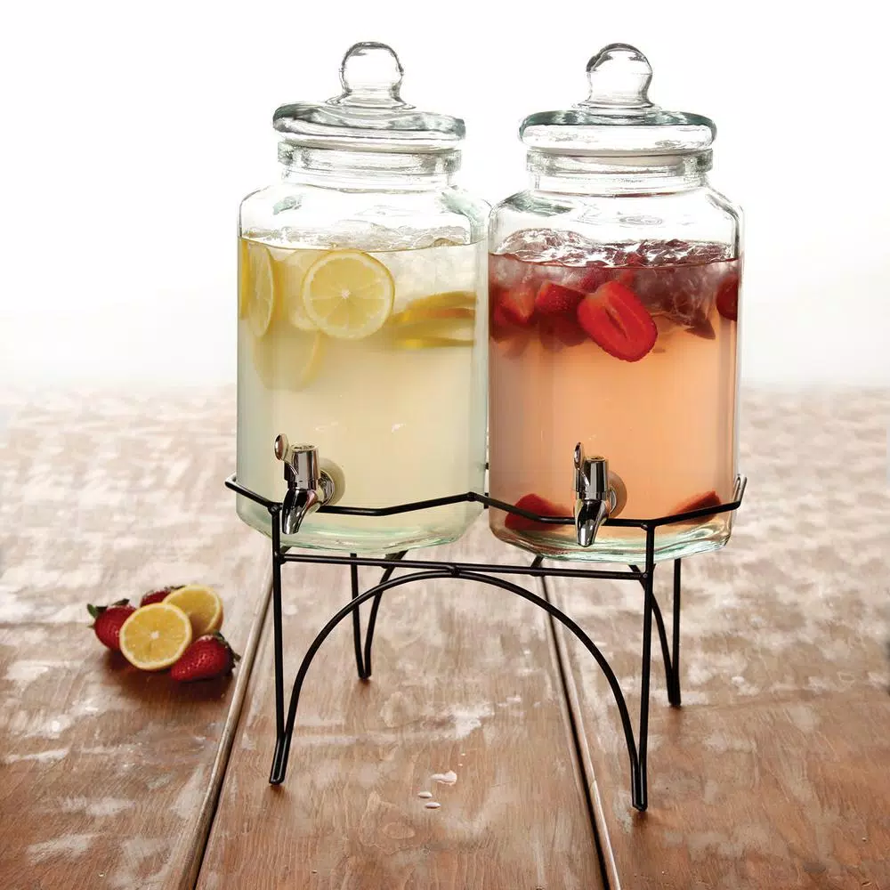 Cheap 🥰 Gibson Home Party Duo Twin 4 Qt. Glass Beverage Dispenser 🔔 5 Cheap 🥰 Gibson Home Party Duo Twin 4 Qt. Glass Beverage Dispenser 🔔 - Image 3