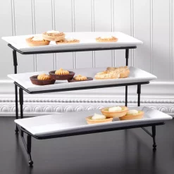 Hot Sale 🛒 GIBSON Elite Gracious Dining 4-Piece White 3-Tier Fine Ceramic Cake Stand With Metal Rack 😀 -Serveware Store Online unnamed file 1357