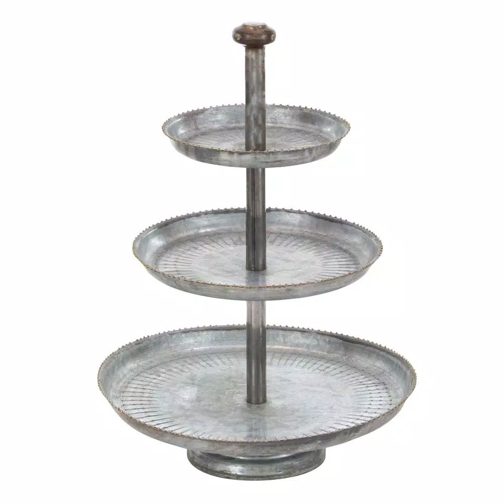 Best Sale 🥰 LITTON LANE 3-Tier Farmhouse Iron Cake Stand In Gray ⌛ 3 Best Sale 🥰 LITTON LANE 3-Tier Farmhouse Iron Cake Stand In Gray ⌛
