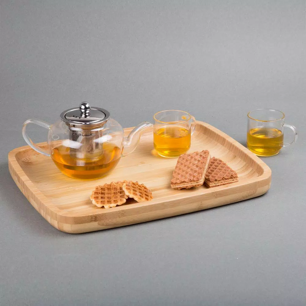 New π Creative Home 11 In. L X 14 In. W Natural Bamboo Rectangular Serving Tray Coffee Tea Platter Dessert Fruit Plate π 4 New π Creative Home 11 In. L X 14 In. W Natural Bamboo Rectangular Serving Tray Coffee Tea Platter Dessert Fruit Plate π - Image 2