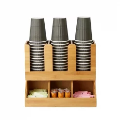 Cheapest 💯 Mind Reader Brown 6 Compartment Upright Coffee Condiment And Cup Organizer 🛒 -Serveware Store Online unnamed file 1407