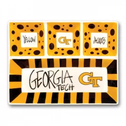 Budget ✨ Magnolia Lane Georgia Tech Ceramic 4 Section Tailgating Serving Platter 🔥
