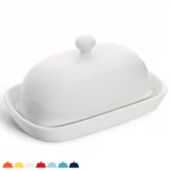 Coupon 🤩 Sweese Porcelain Cute Butter Dish With Lid – White, Set Of 1 👏