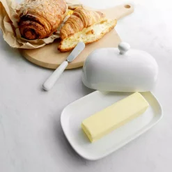 Coupon 🤩 Sweese Porcelain Cute Butter Dish With Lid – White, Set Of 1 👏 -Serveware Store Online unnamed file 161
