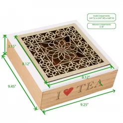 Budget 😍 Mind Reader Brown Tea Box Storage Holder With Wood Floral Pattern 🎁 -Serveware Store Online unnamed file 183
