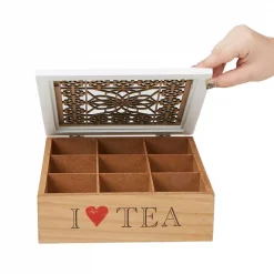 Budget 😍 Mind Reader Brown Tea Box Storage Holder With Wood Floral Pattern 🎁 -Serveware Store Online unnamed file 184