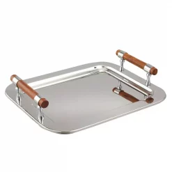 Outlet 🌟 Elegance 16.5 In. X 13 In. Stainless Steel Rectangular Tray With Handles 😉