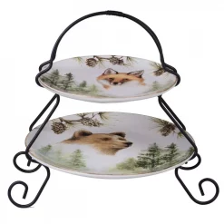 Outlet 🧨 Certified International Mountain Retreat Multi-Colored 7 In. And 9 In. 2-Tier Server 🧨