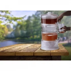 Outlet 😉 Mind Reader 3 Gal. Clear Plastic Beverage Dispenser With Ice Bottom, 3-Tier Stackable Drink Holder With Lids 👏 -Serveware Store Online unnamed file 220