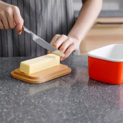 Brand new 🔔 Sweese Large Butter Dish With Beech Wooden Lid – Orange, Set Of 1 😍 -Serveware Store Online unnamed file 238