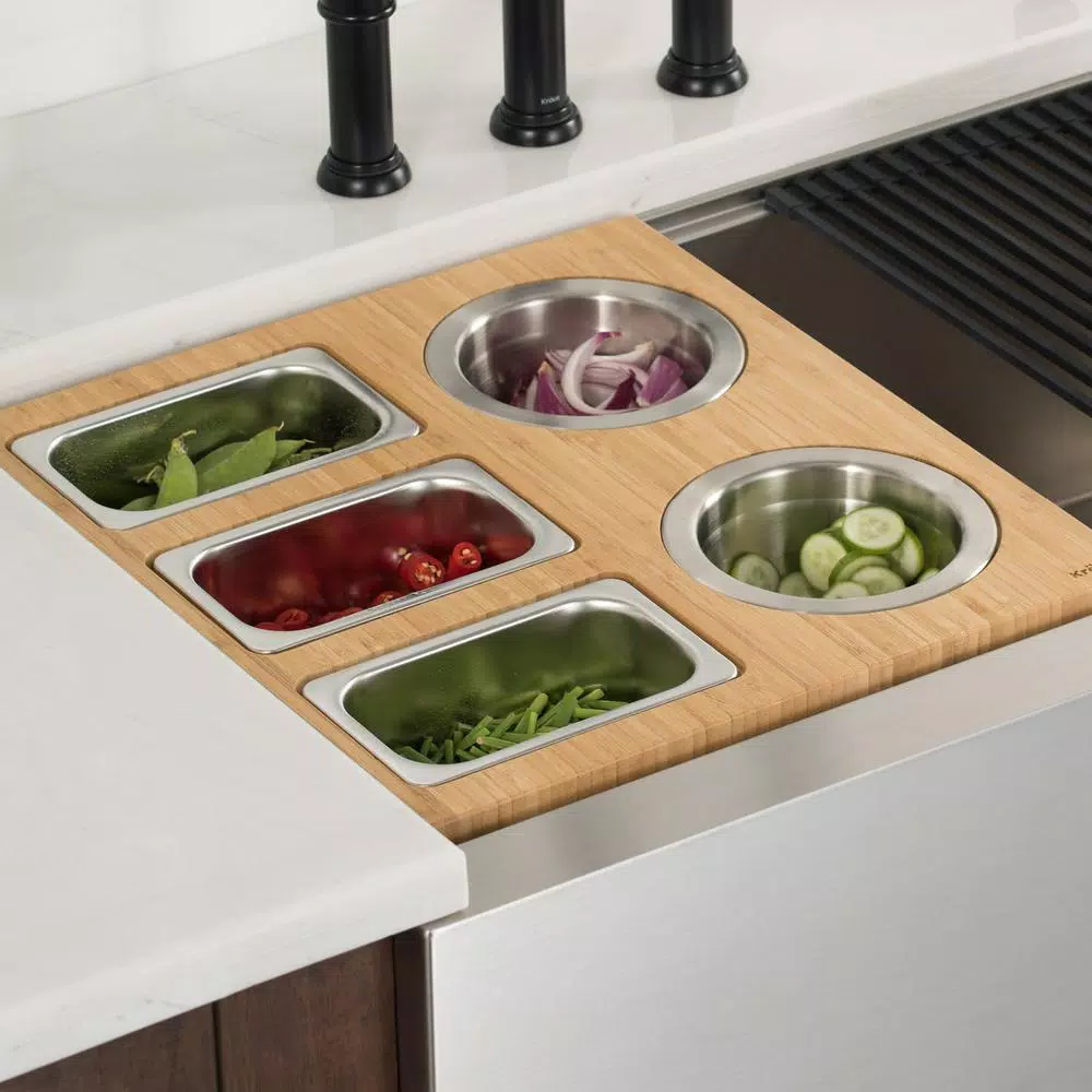 Cheapest ๐ KRAUS 16.75 In. Workstation Kitchen Sink Composite Serving Board Set With Stainless Steel Bowls ๐ 2 Cheapest ๐ KRAUS 16.75 In. Workstation Kitchen Sink Composite Serving Board Set With Stainless Steel Bowls ๐