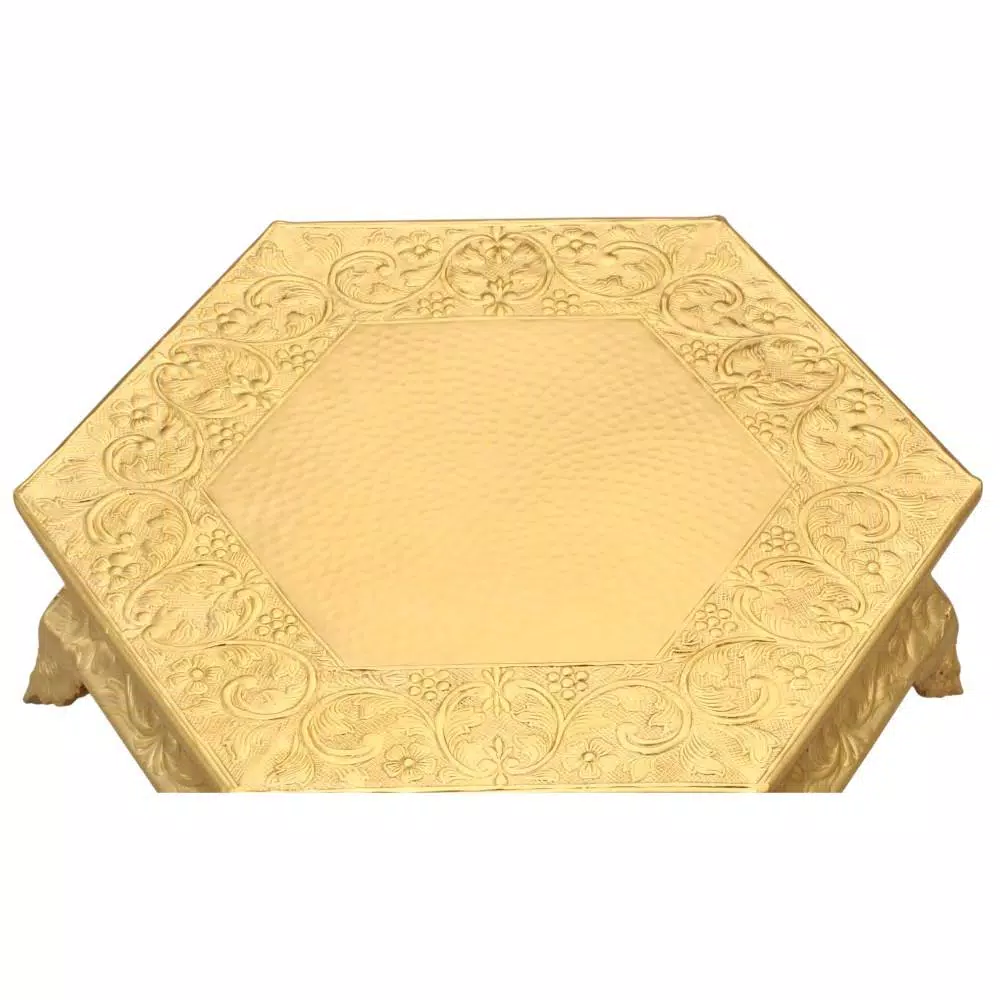 Hot Sale 🌟 Benzara Hexagonal 14 In. Gold Metal Wedding Cake Stand ✔️ 4 Hot Sale 🌟 Benzara Hexagonal 14 In. Gold Metal Wedding Cake Stand ✔️ - Image 3