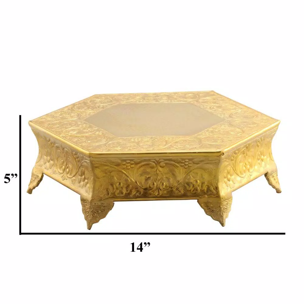 Hot Sale 🌟 Benzara Hexagonal 14 In. Gold Metal Wedding Cake Stand ✔️ 5 Hot Sale 🌟 Benzara Hexagonal 14 In. Gold Metal Wedding Cake Stand ✔️ - Image 4