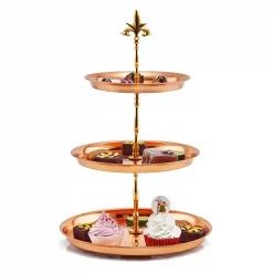 Hot Sale 🥰 Old Dutch 3-Tier 🔨 Hammered Solid Copper Serving Tray With Brass Stem 🤩 -Serveware Store Online unnamed file 305