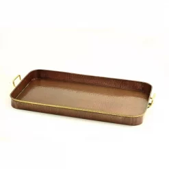 New 😀 Old Dutch 24 In. X 15.25 In. X 2 In. Oblong Antique Copper Tray With Cast Brass Handles 🎁