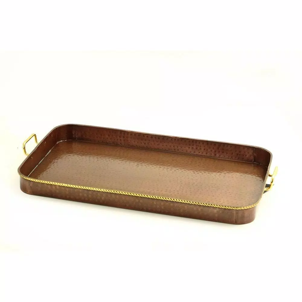 New π Old Dutch 24 In. X 15.25 In. X 2 In. Oblong Antique Copper Tray With Cast Brass Handles π 3 New π Old Dutch 24 In. X 15.25 In. X 2 In. Oblong Antique Copper Tray With Cast Brass Handles π