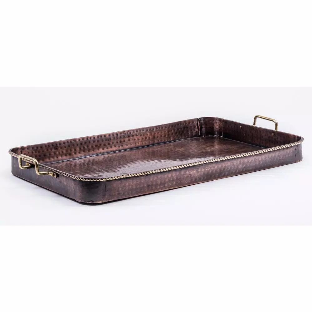 New π Old Dutch 24 In. X 15.25 In. X 2 In. Oblong Antique Copper Tray With Cast Brass Handles π 4 New π Old Dutch 24 In. X 15.25 In. X 2 In. Oblong Antique Copper Tray With Cast Brass Handles π - Image 2