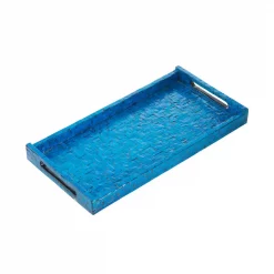 Best Sale 🥰 Abigails 18.25 In. L X 9.25 In. W X 2 In. H Blue Wooden Lacquered Basket Weave Rectangle Tray 👏 -Serveware Store Online unnamed file 337