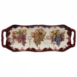 Promo 🎁 Certified International Vintners Journal Multi-Colored 16 In. X 6.25 In. Ceramic Rectangular Platter ✔️