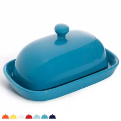 Promo 👏 Sweese Porcelain Cute Butter Dish With Lid – Steel Blue, Set Of 1 🌟