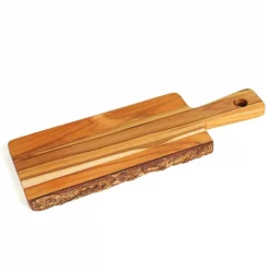 Promo 🔔 Creative Home Teak Wood Serving Cheese Paddle Board With One Side Natural Edge, 14″ X 5″ X 5/8″ H, Natural Finish ❤️