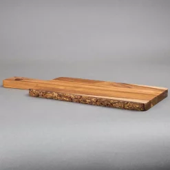 Promo 🔔 Creative Home Teak Wood Serving Cheese Paddle Board With One Side Natural Edge, 14″ X 5″ X 5/8″ H, Natural Finish ❤️ -Serveware Store Online unnamed file 393