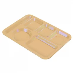 Brand new ⭐ Carlisle 6 Compartment 13.87 X 9.87 Polycarbonate Left Hand Tray In Tan (Case Of 24) 👏