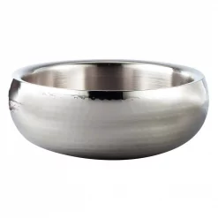 Outlet ❤️ Elegance 🔨 Hammered Stainless Steel 11 In. Double Wall Insulated Serving Bowl ✔️
