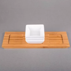 Budget 😍 Creative Home 4-Pieces Stoneware Square Bowls And Natural Bamboo Serving Dishes For Parties Rectangular Tray Snack Serving Set 🥰 -Serveware Store Online unnamed file 458