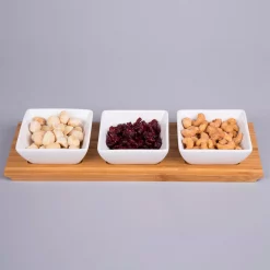 Budget 😍 Creative Home 4-Pieces Stoneware Square Bowls And Natural Bamboo Serving Dishes For Parties Rectangular Tray Snack Serving Set 🥰 -Serveware Store Online unnamed file 460