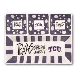 Outlet ๐ Magnolia Lane TCU Ceramic 4 Section Tailgating Serving Platter ๐