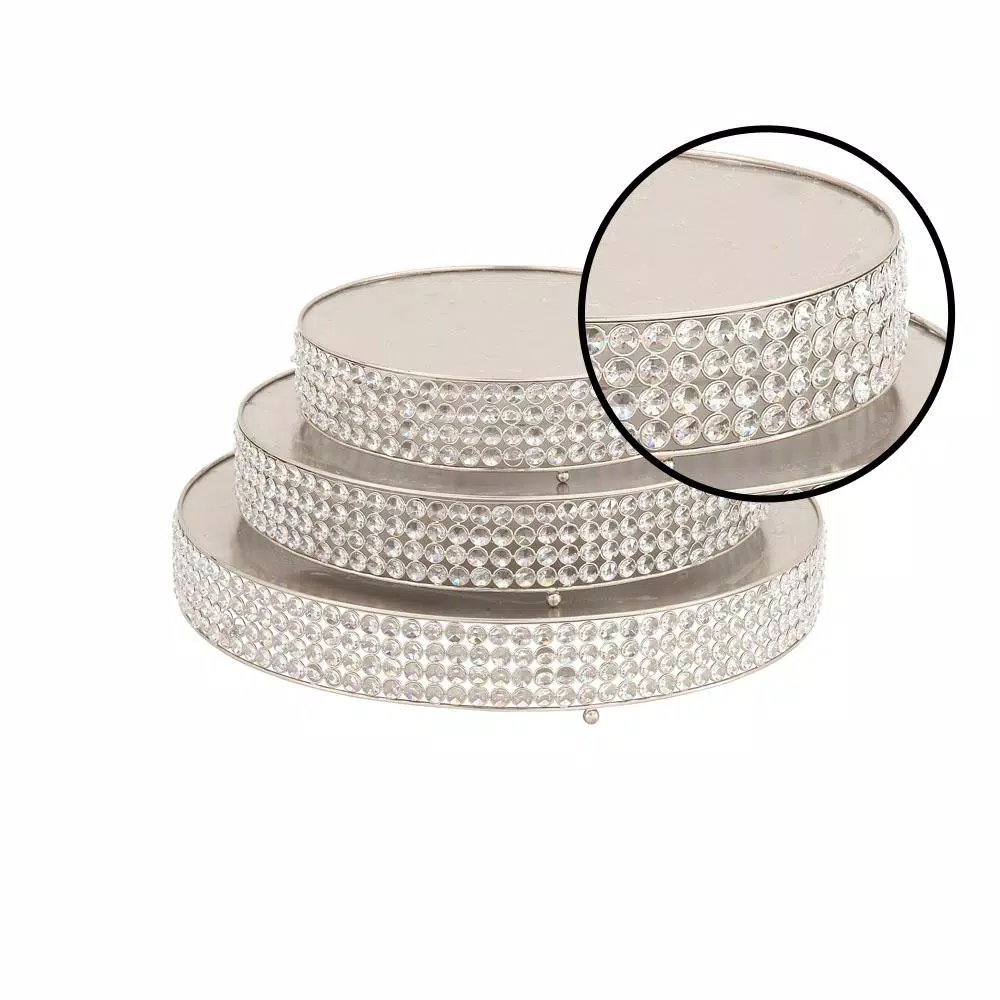 Cheap ๐ LITTON LANE Silver Iron Round Cake Stands With Round Crystal Beads Edge Detailing And Ball Feet (Set Of 3) ๐ 4 Cheap ๐ LITTON LANE Silver Iron Round Cake Stands With Round Crystal Beads Edge Detailing And Ball Feet (Set Of 3) ๐ - Image 2
