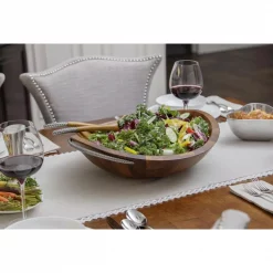 Brand new 😍 Nambe 20 In. 32 Oz. Braid Wooden Salad Bowl With Servers ✨ -Serveware Store Online unnamed file 590