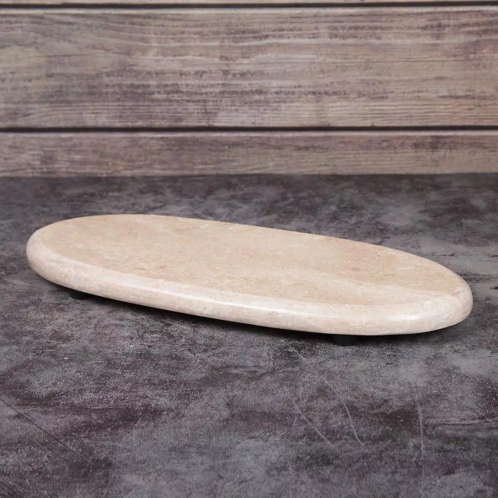New π Creative Home 6 In. L X 14 In. W Natural Champagne Marble Oval Shaped Serving Tray Cheese Serving Board Pastry Board π 4 New π Creative Home 6 In. L X 14 In. W Natural Champagne Marble Oval Shaped Serving Tray Cheese Serving Board Pastry Board π - Image 2