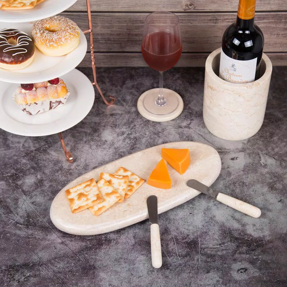 New π Creative Home 6 In. L X 14 In. W Natural Champagne Marble Oval Shaped Serving Tray Cheese Serving Board Pastry Board π 6 New π Creative Home 6 In. L X 14 In. W Natural Champagne Marble Oval Shaped Serving Tray Cheese Serving Board Pastry Board π - Image 4